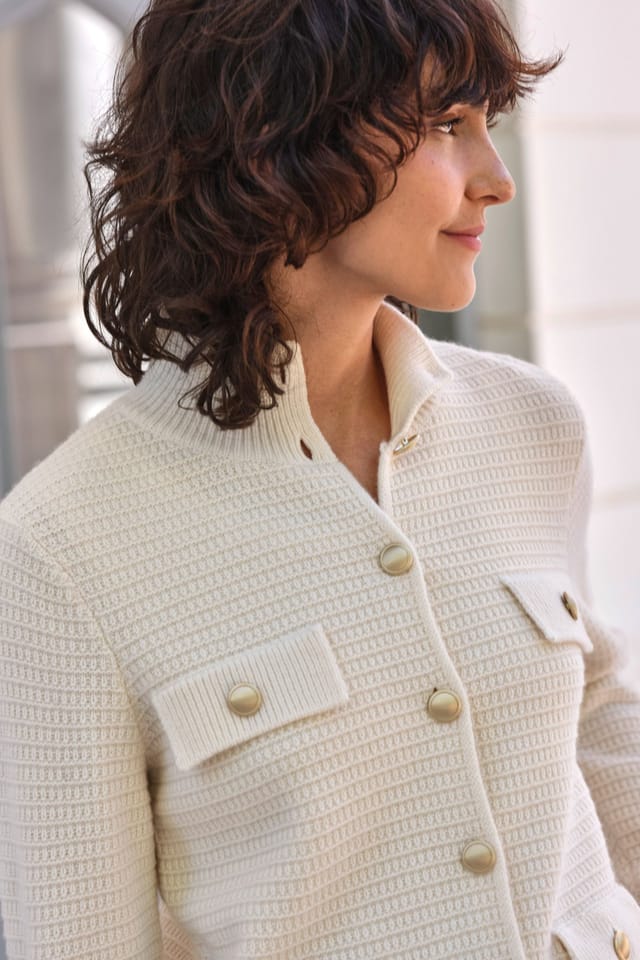 Pure Collection Pure Collection Women's Wool Cashmere Textured Jacket in Cream - 2
