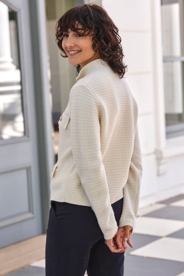 Pure Collection Pure Collection Women's Wool Cashmere Textured Jacket in Cream - 3