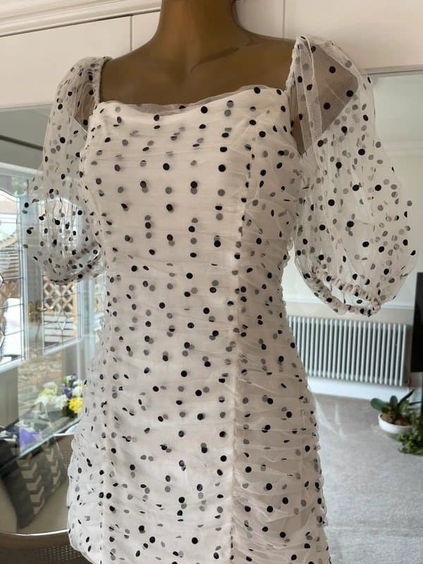 Misspap Nwt white polka dot dress