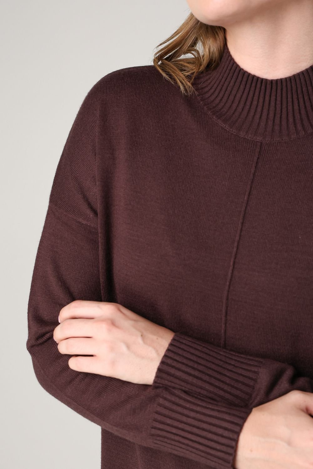 French Connection French Connection Women's Cosy Soft Touch High Neck Seam Jumper Mini Dress in Brown - 4