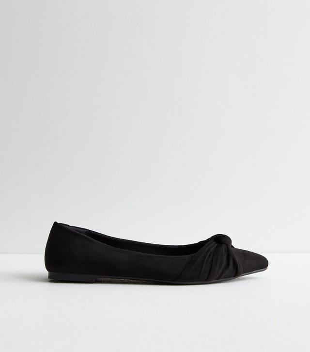 New Look Women's Wide Fit Black Suedette Pointed Ballerina Pumps New Look - 3