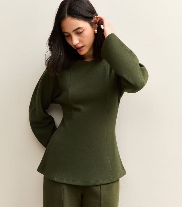New Look Women's Khaki Soft Touch Fitted Waist Top New Look - 2