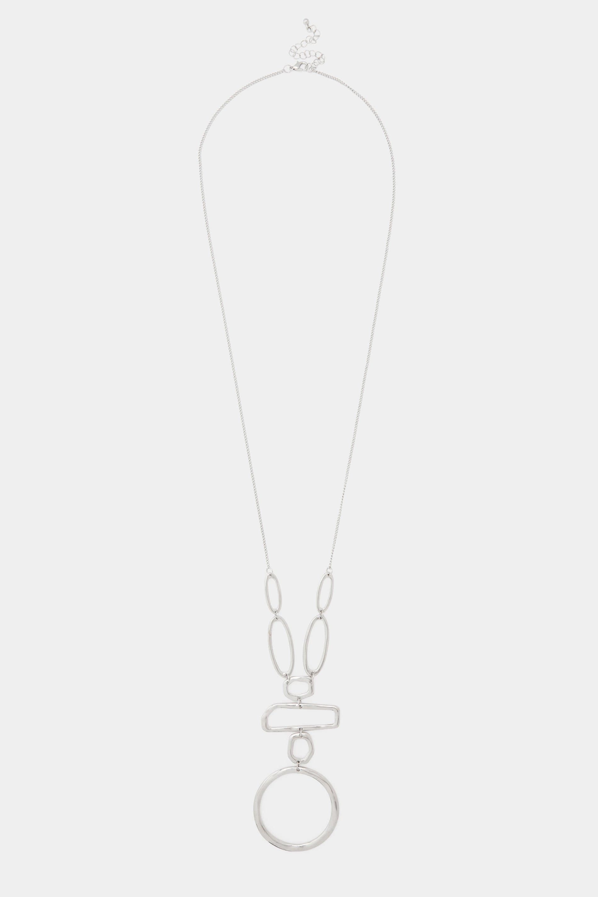 Yours Silver Long Mixed Link Lariat Necklace