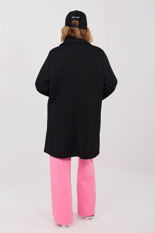 Love Lace Love Lace Women's Classic Unlined Stretch Coat with Brooch in Black - 3