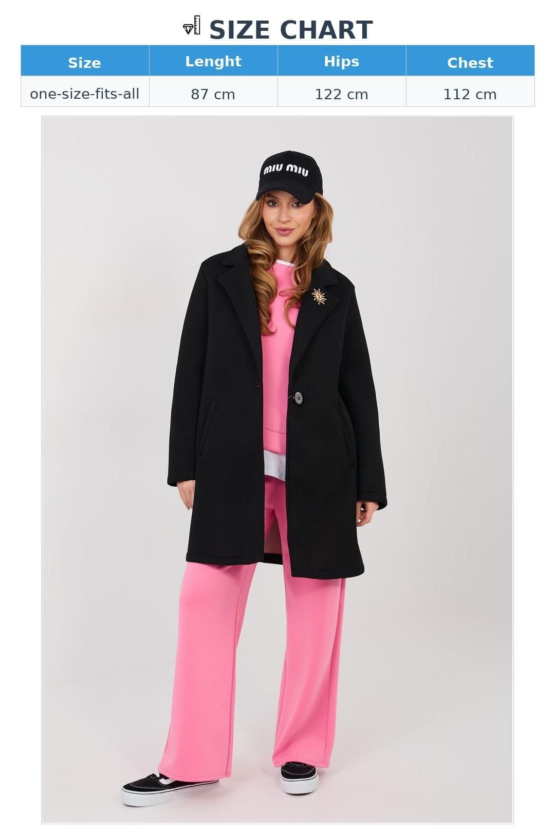 Love Lace Love Lace Women's Classic Unlined Stretch Coat with Brooch in Black - 4