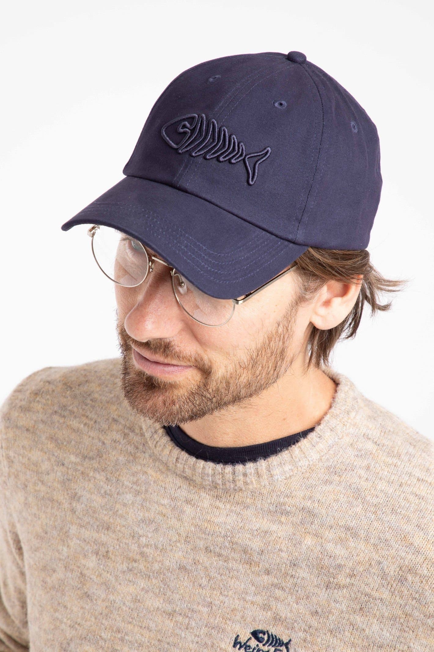 Weird Fish Weird Fish Men's Bude Branded Twill Cap in Navy