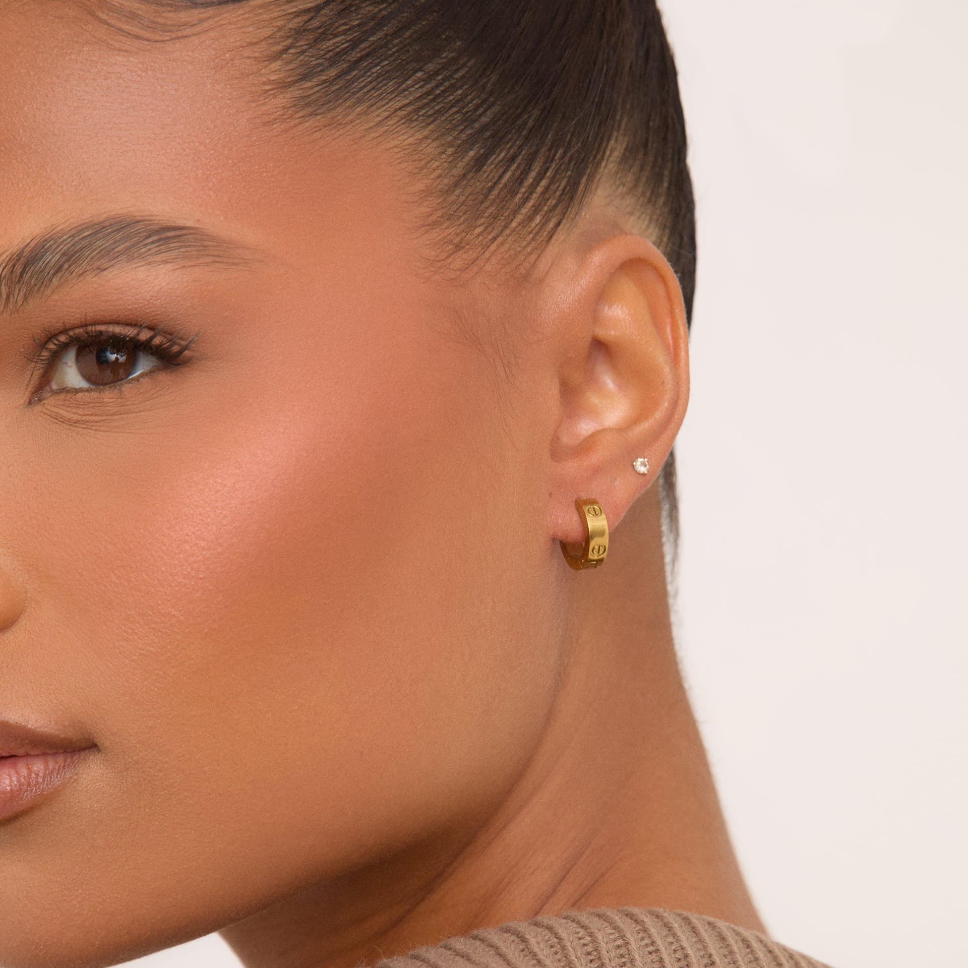 EGO EGO Gold Logo Detail Mini Hoop Earrings