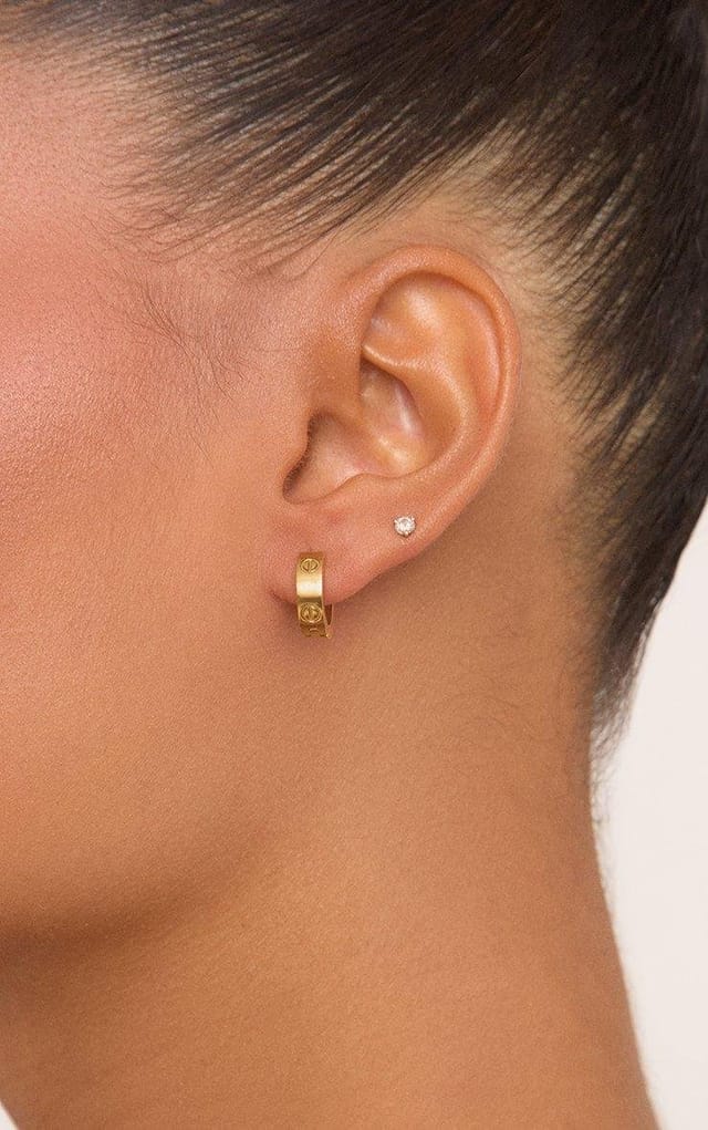 EGO Logo Detail Mini Hoop Earrings In Gold, Women's Size UK One Size - 2