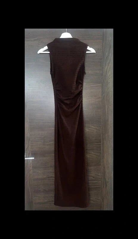 Bershka Bershka ~ Long Ruched Brown Dress