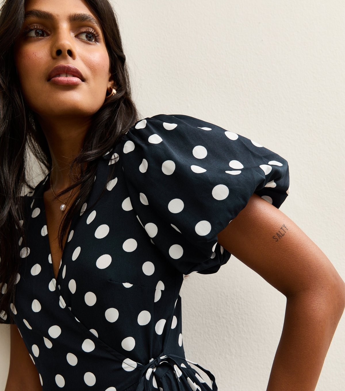 New Look Women's Blue Crepe Spot Print Wrap Midi Dress New Look - 2