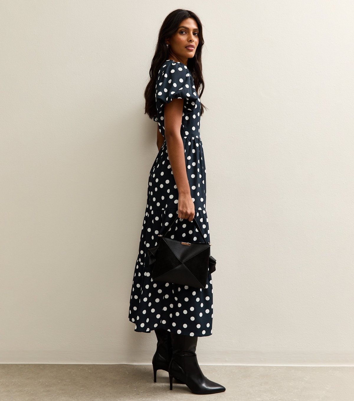 New Look Women's Blue Crepe Spot Print Wrap Midi Dress New Look - 3