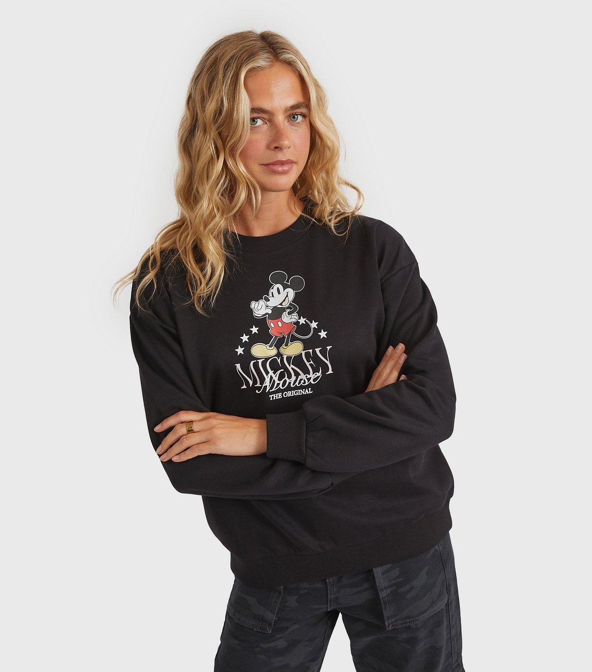 Custard Women's Clothing Black Mickey Mouse Logo Sweatshirt Custard New Look - 4