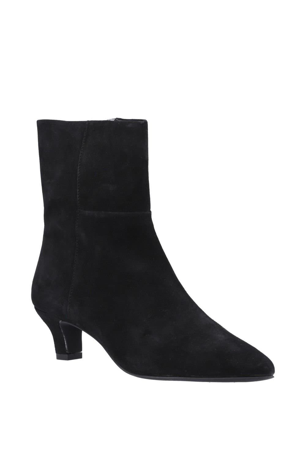 Hush Puppies Hush Puppies Black Suede Kitten Heel Ankle Boots