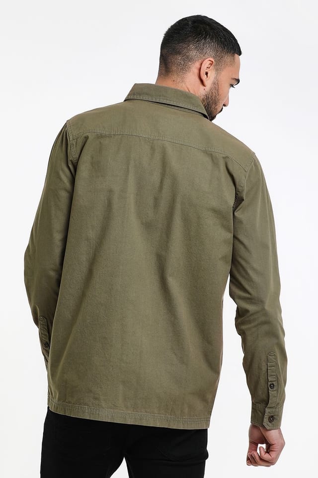 Threadbare Threadbare Men's 'Ministry' Lightweight Cotton Shacket in Khaki - 2
