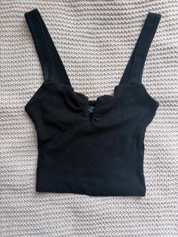 Bershka bershka black ribbed crop top cami