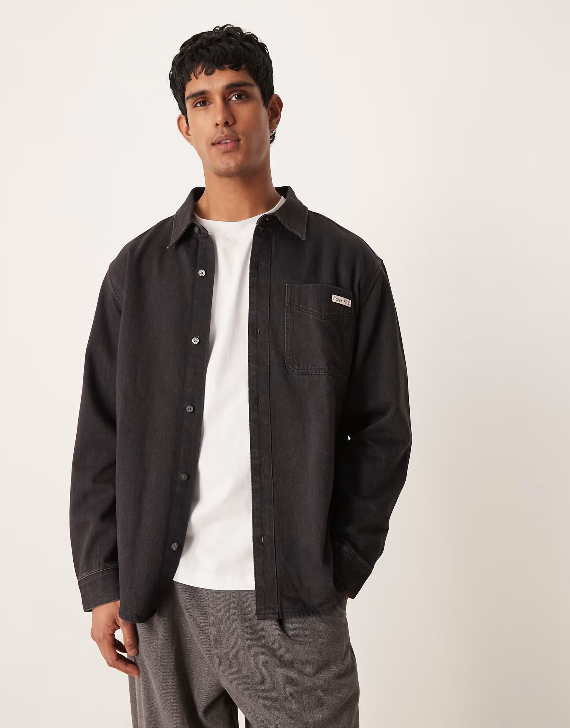 ASOS Calvin Klein Jeans denim shirt in washed black