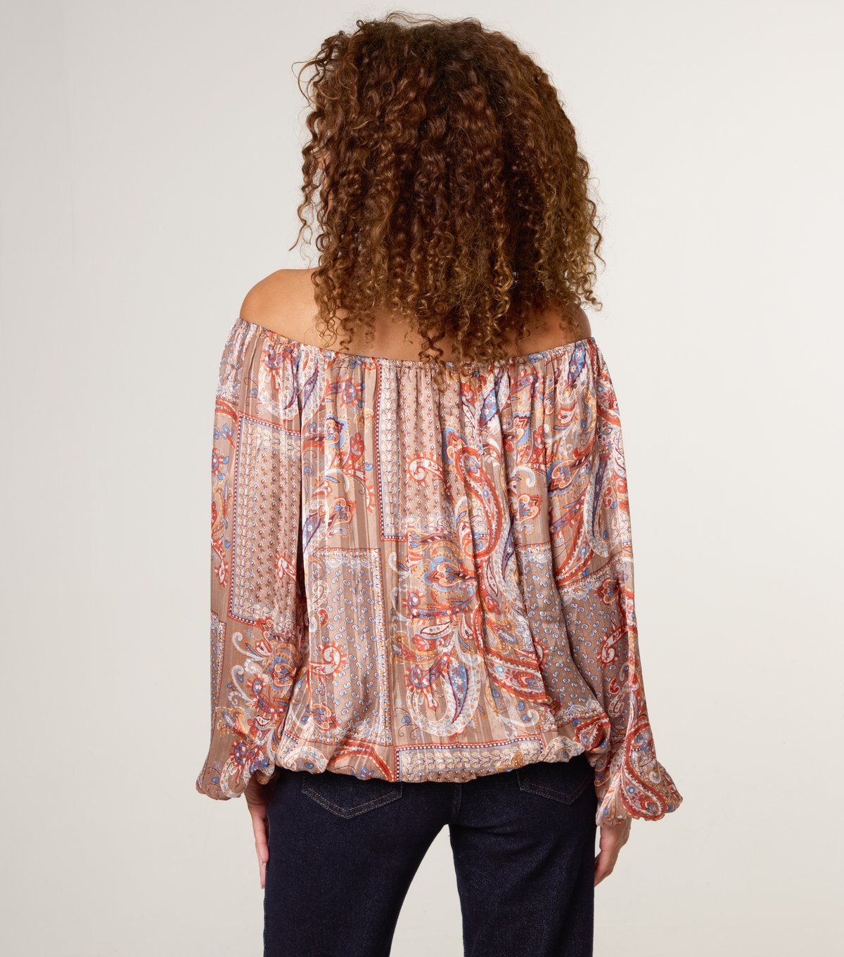 Blue Vanilla Women's Brown Paisley Print Bardot Puffball Hem Blouse Blue Vanilla New Look - 4