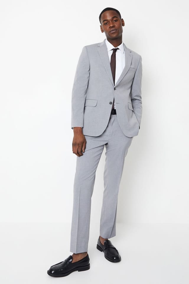 Burton Burton Men's Light Grey Tailored Fit Essential Suit Jacket - 2