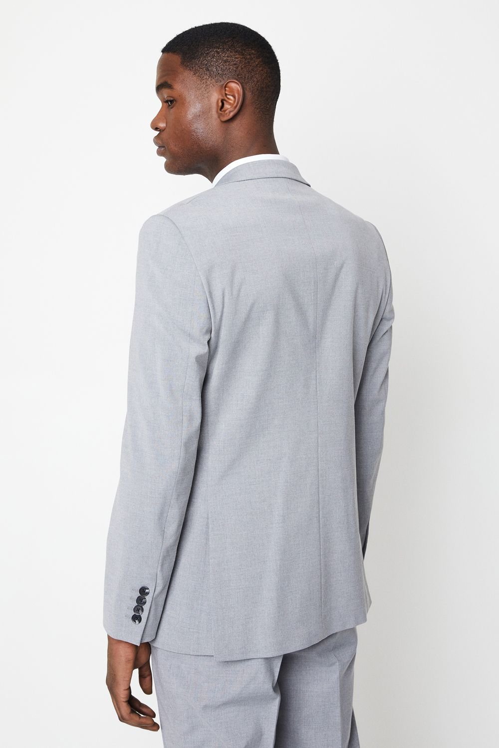 Burton Burton Men's Light Grey Tailored Fit Essential Suit Jacket - 3