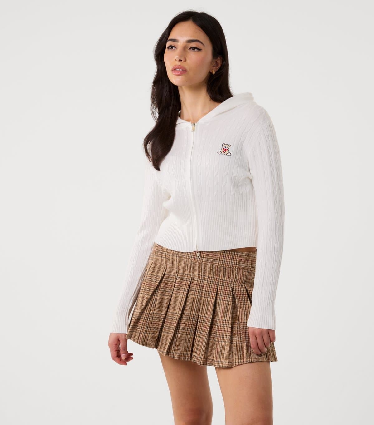 Pink Vanilla Women's Cream Teddy Embroidered Hoodie Pink Vanilla New Look