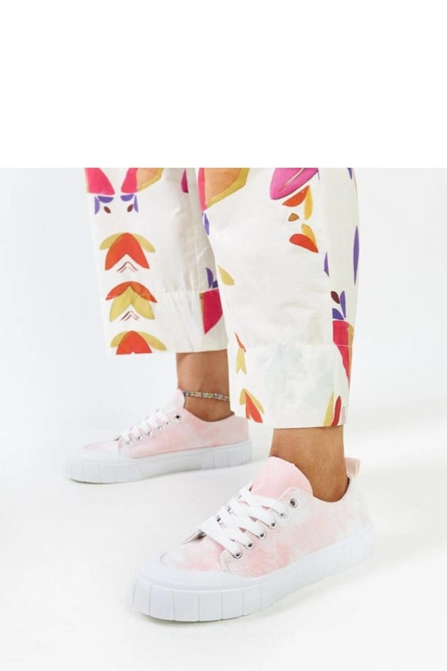 Love Lace Love Lace Women's Jerina Low Textile Sneakers with Round Toe Rubber Sole & Laces in Pink - 2