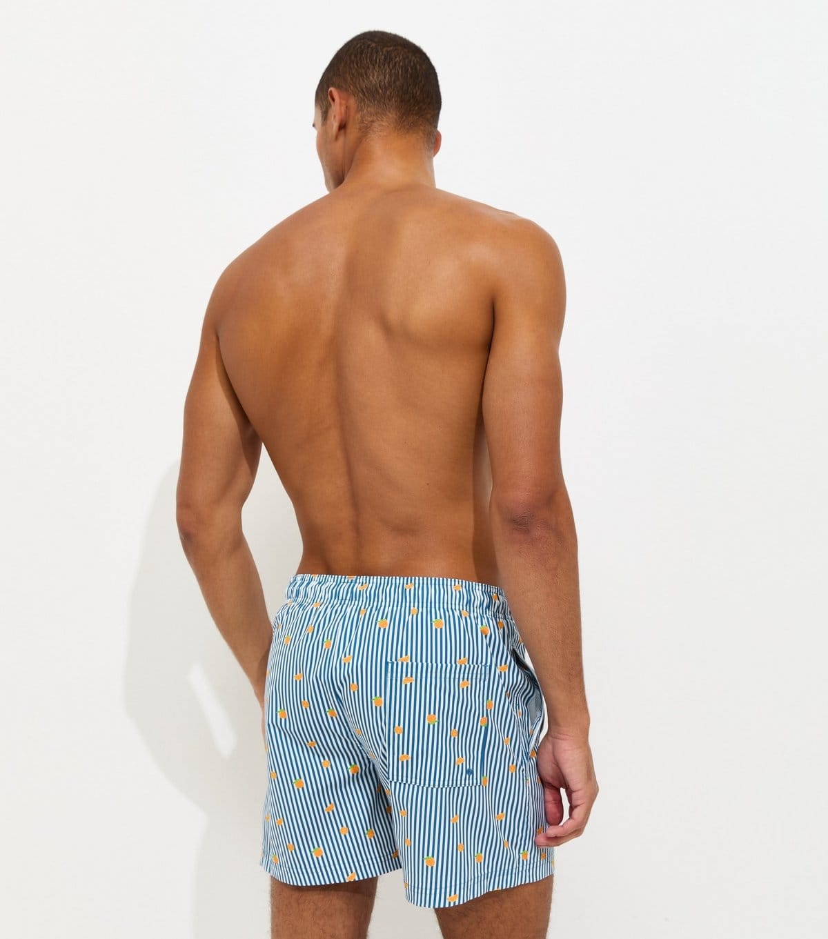 jack & jones Men's Bright Blue Regular Fit Orange Stripe Print Swim Shorts Jack & Jones New Look - 4