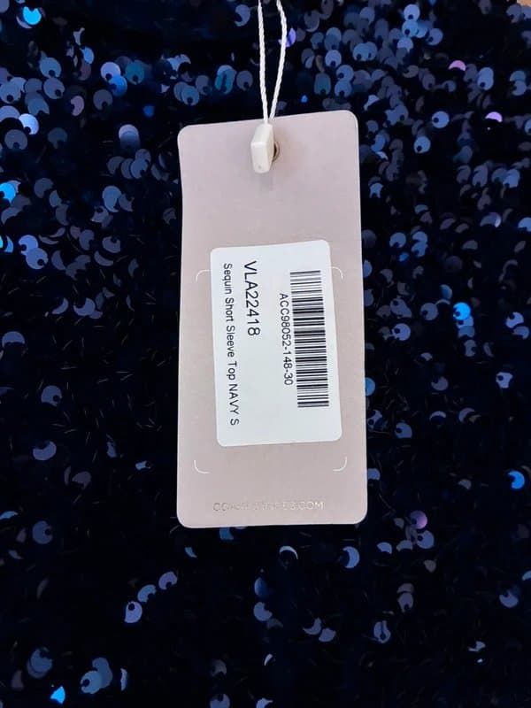 Coast Coast sequin short sleeve top navy S