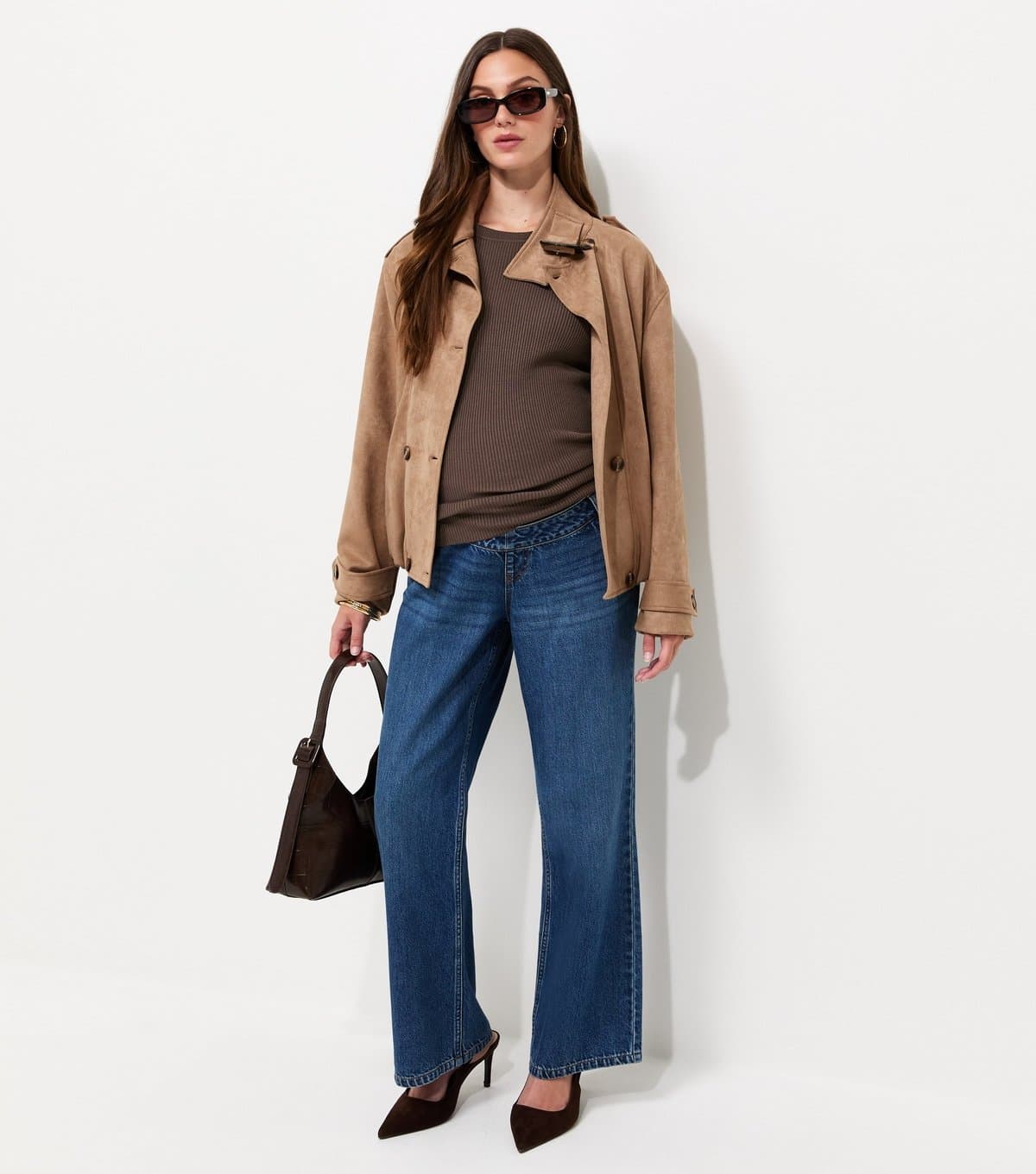 New Look Women's Maternity Dark Mink Lightweight Crew Neck Jumper New Look