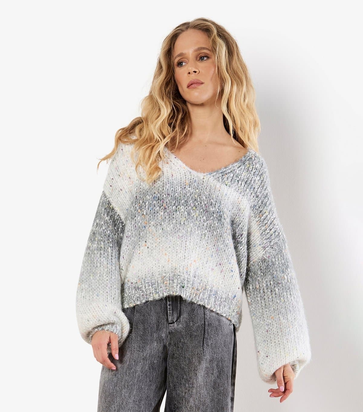 Apricot Women's Grey Tinsel & Fleck Jumper Apricot New Look