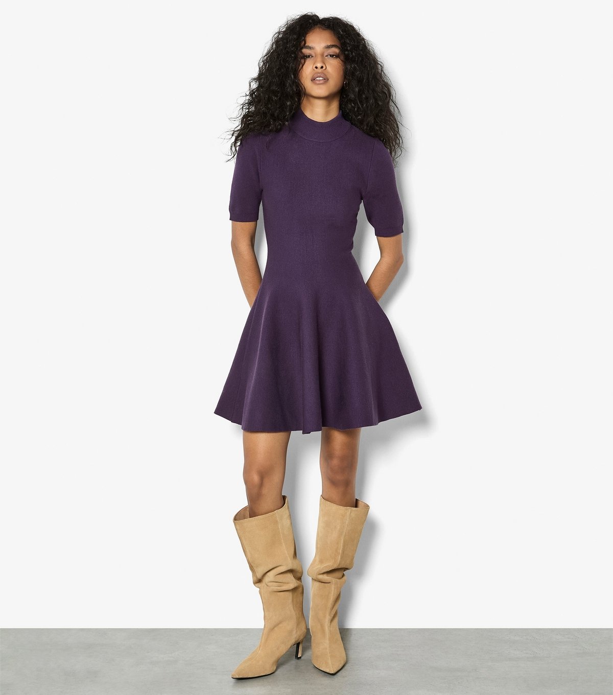 Apricot Women's Dark Purple Fit and Flare Dress Apricot New Look - 2