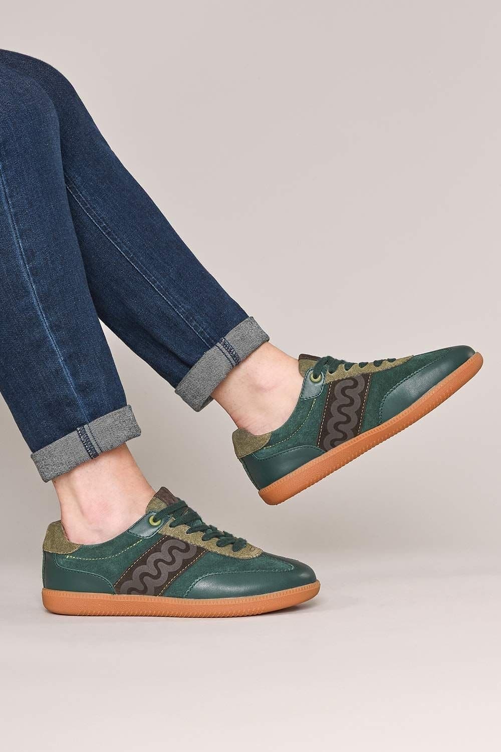 Moshulu Moshulu Women's 'Margot' Sporty Lace Up Trainers in Dark Green