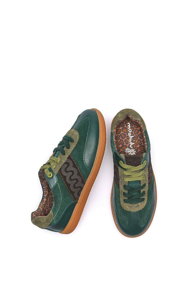 Moshulu Moshulu Women's 'Margot' Sporty Lace Up Trainers in Dark Green - 2