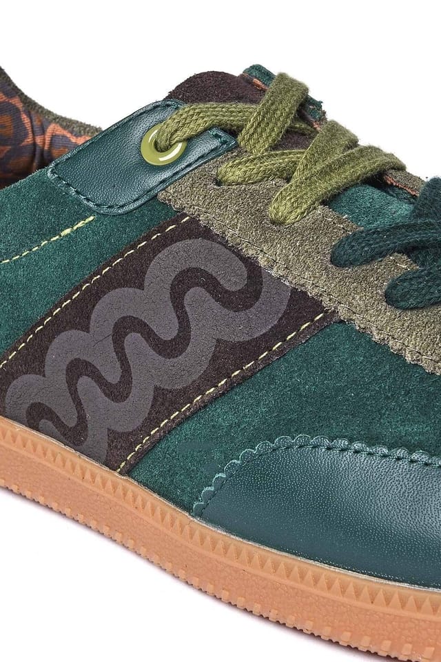 Moshulu Moshulu Women's 'Margot' Sporty Lace Up Trainers in Dark Green - 3