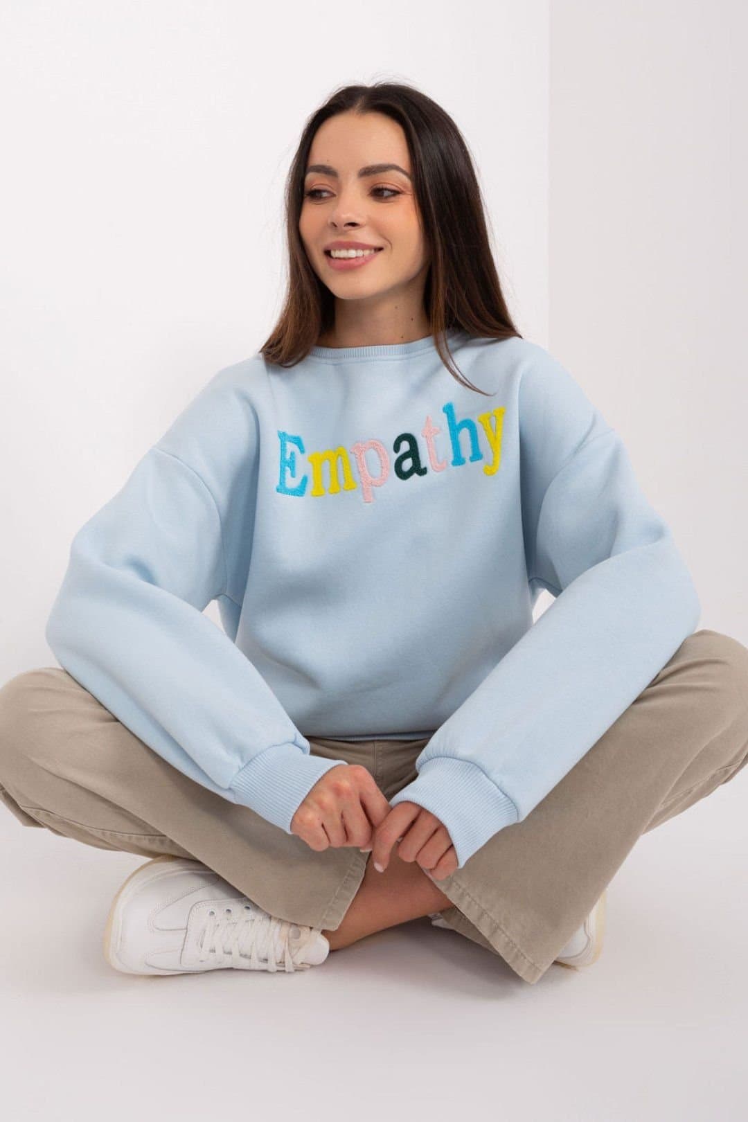 Love Lace Love Lace Women's Cotton Polyester Pullover Graphic Sweatshirt in Blue
