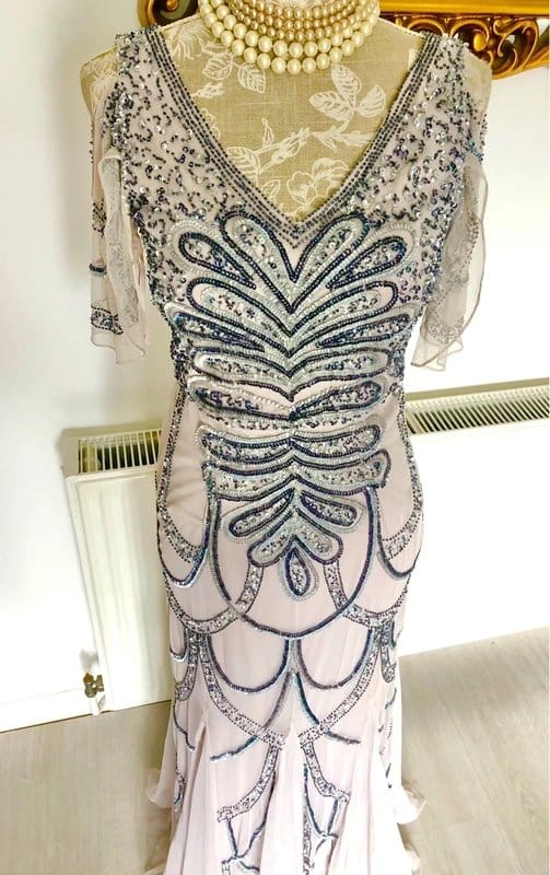 Marina Vinntage 1920s Downtown Abbey Unique Art DecoGatsby Flapper Beaded Dress - 1