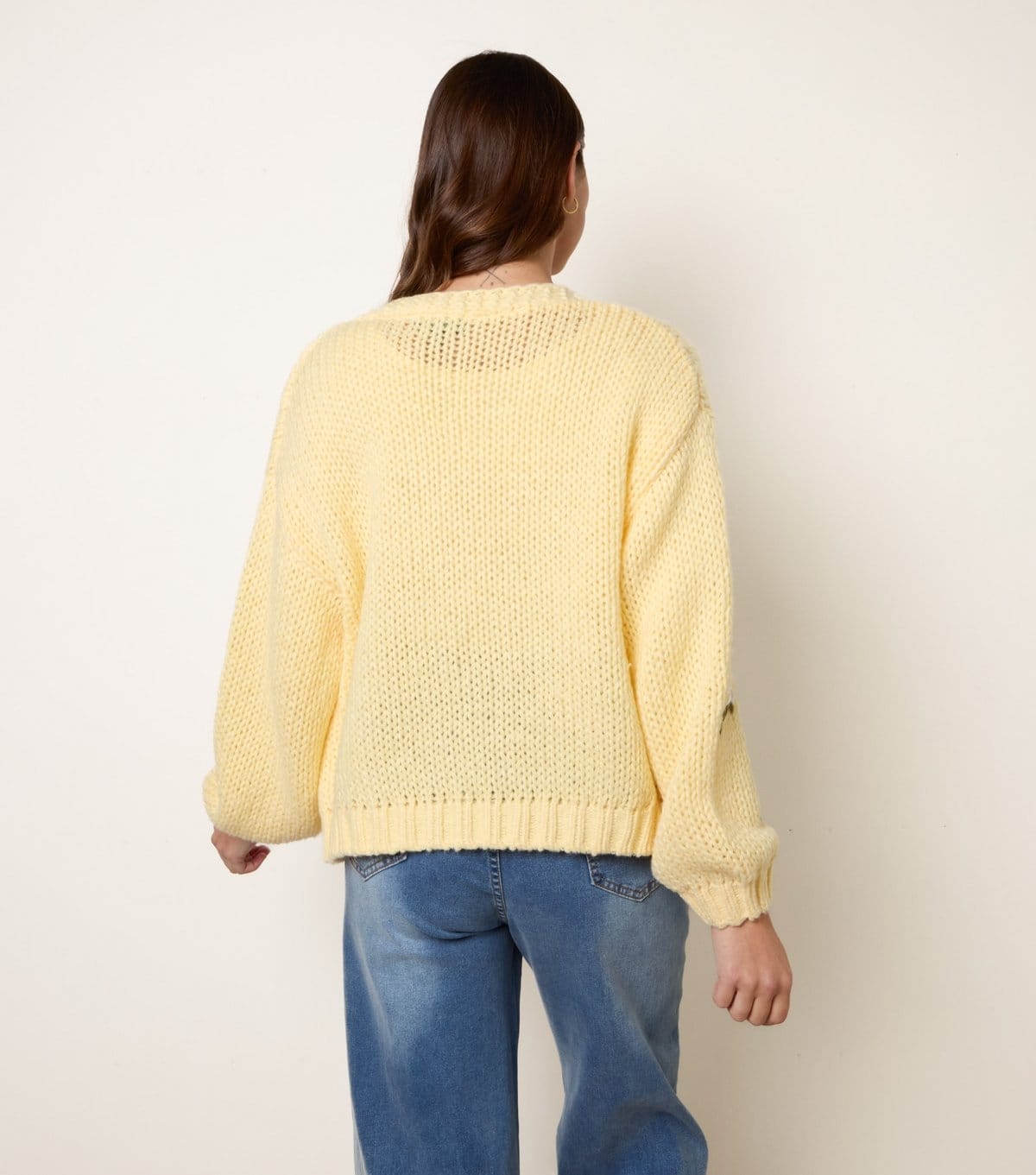 Blue Vanilla Women's Light Yellow Embroidered Daisy Cardigan Blue Vanilla New Look - 4