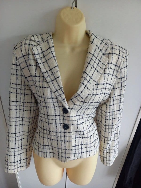 Allison Black/Cream Check Textured Blazer