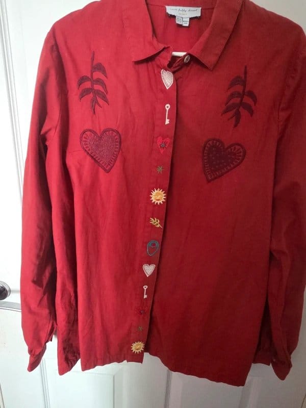 Never Fully Dressed Red Embroidered Shirt Size 14