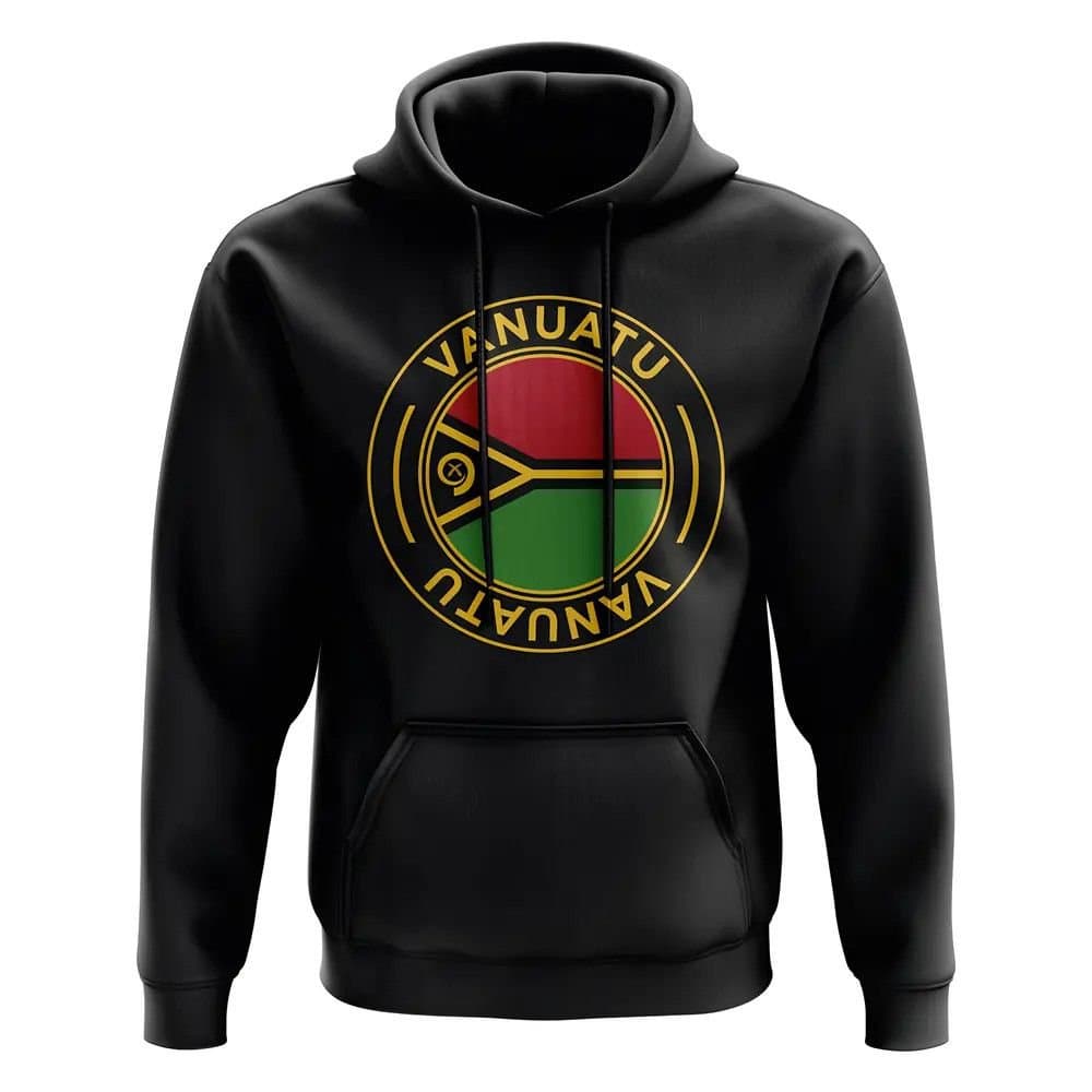 Vanuatu Vanuatu Men's Personalised Football Badge Hoodie in Black