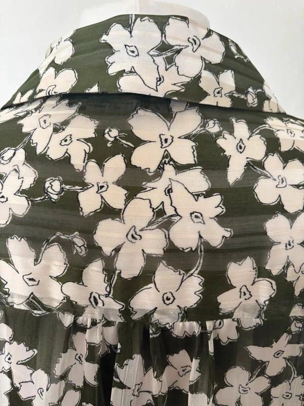 Zara Zara dark olive green silky floral shirt blouse - size M