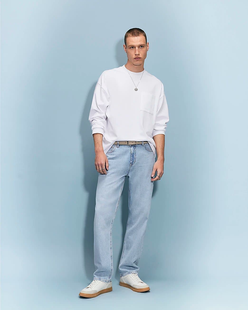 River Island Mens River Island Blue Straight Leg Linen Blend Jeans