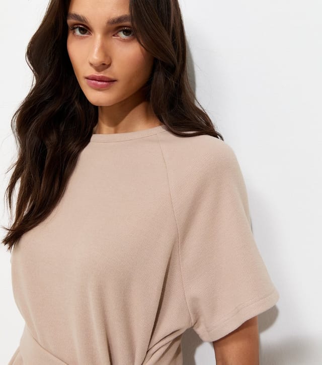 New Look Women's Cream Soft Touch Tie Front Short Sleeve T-Shirt New Look - 2