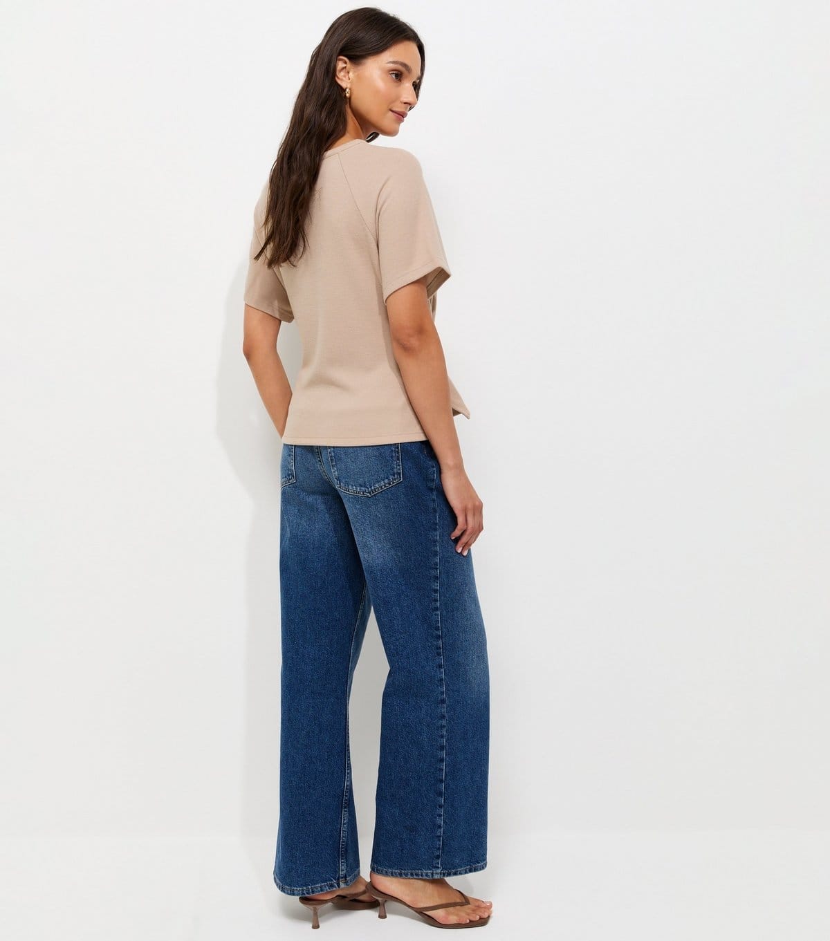 New Look Women's Cream Soft Touch Tie Front Short Sleeve T-Shirt New Look - 4