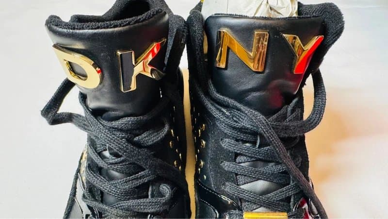 DKNY DKNY Cleo Stud Logo Trainers Black/Gold UK 5.5 EU 38.5 BNWT