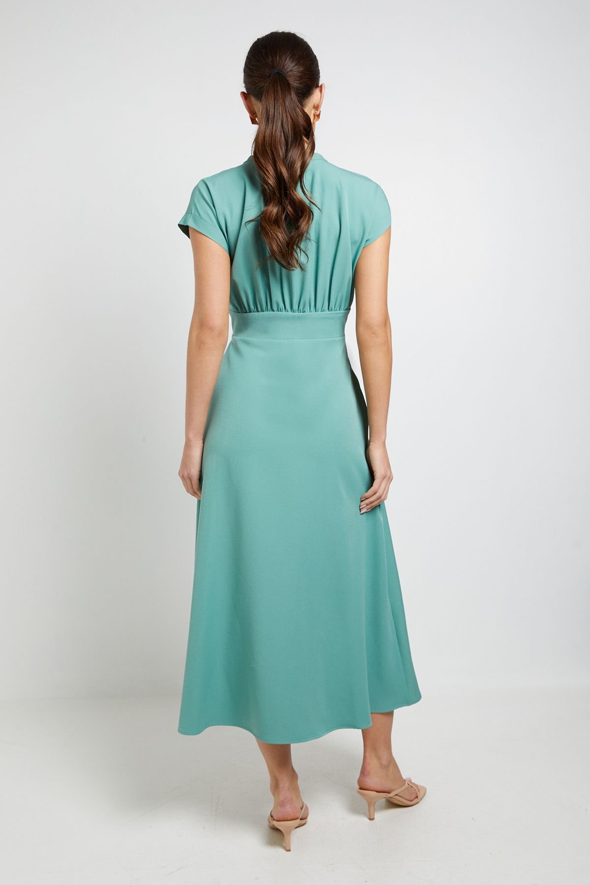 Principles Principles Women's Structured Ruched Button Through Maxi Dress in Green - 3