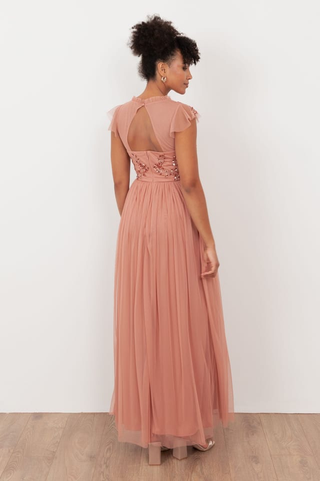 Maya Deluxe Maya Deluxe Women's Embellished Open Back Maxi Dress in Pink - 2