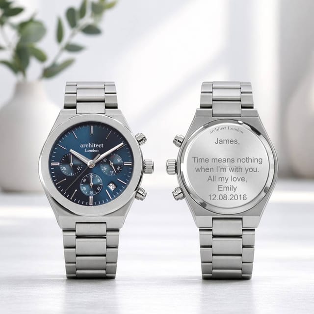 Wear We Met Wear We Met Men's Personalised Architect London Orbix Chronograph Watch in Blue - 2