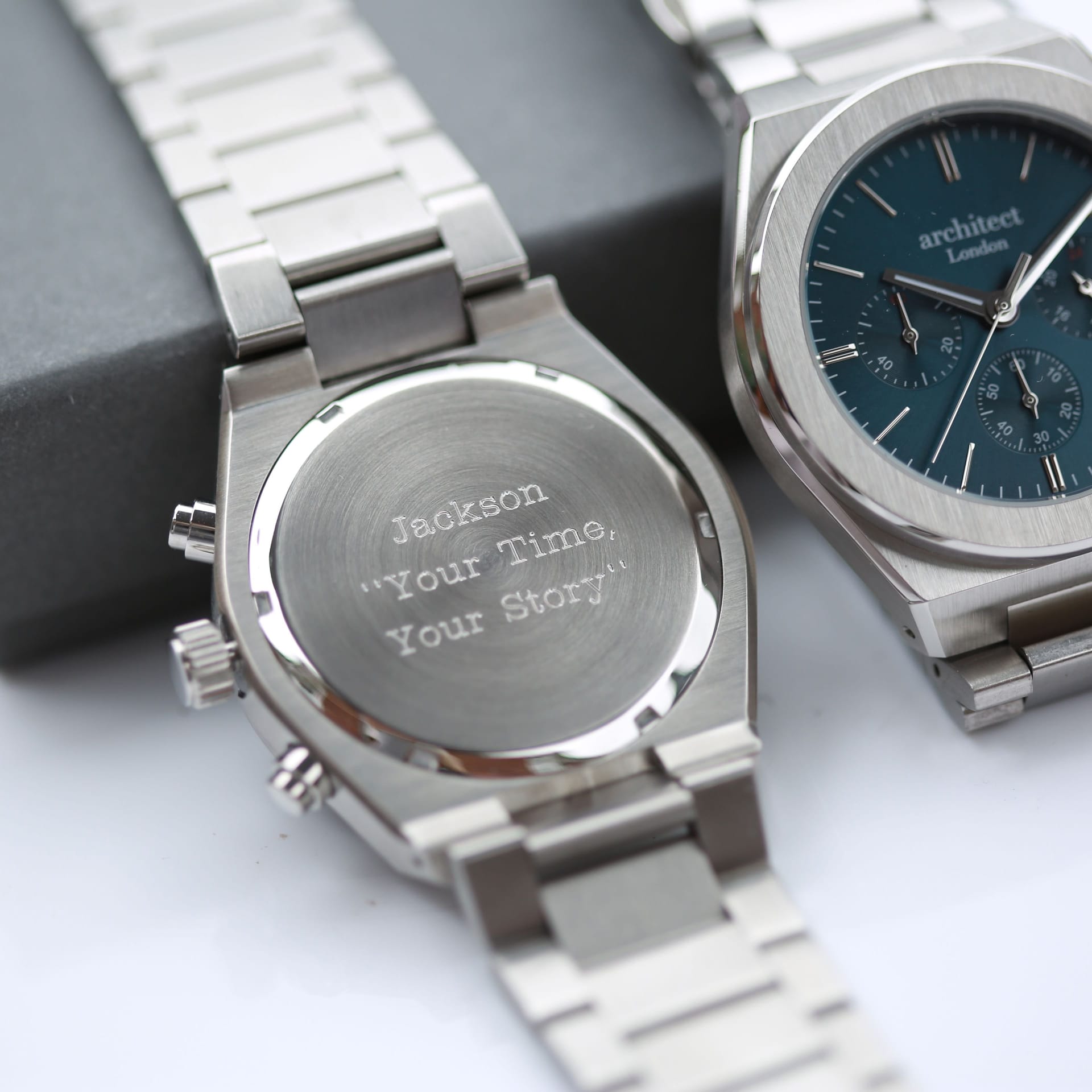 Wear We Met Wear We Met Men's Personalised Architect London Orbix Chronograph Watch in Blue - 4
