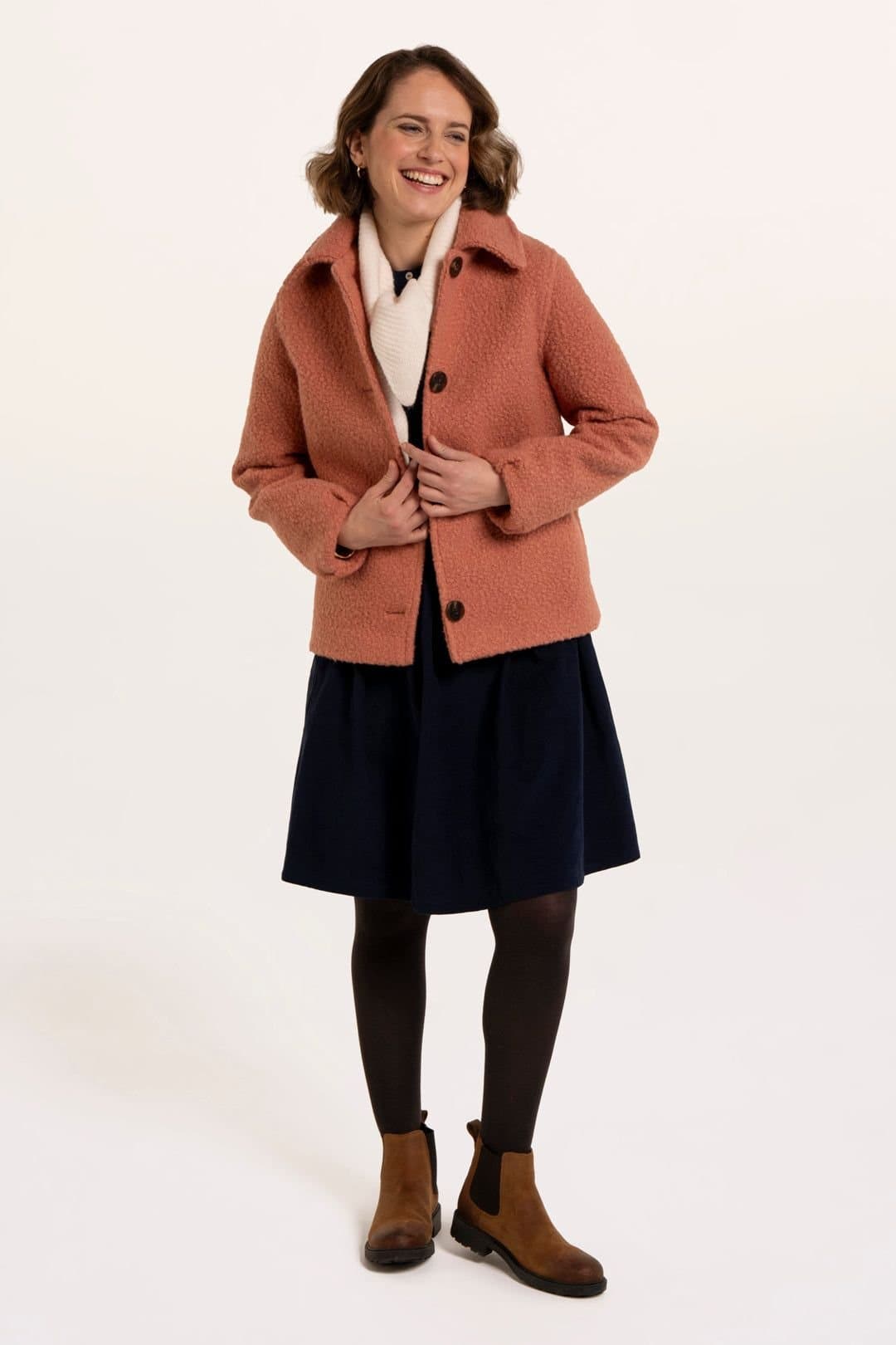 Brakeburn Brakeburn Women's Rose Bloucle Collared Coat in Pink