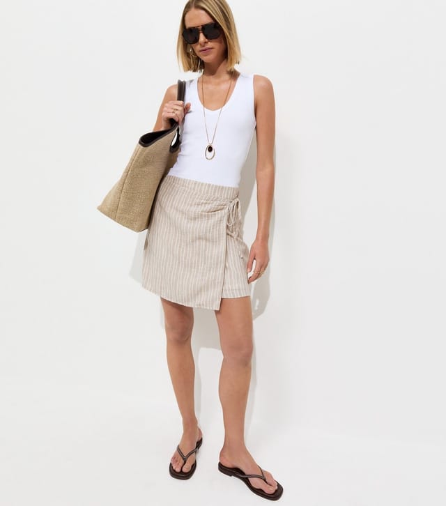 New Look Women's Stripe Wrap Mini Skort New Look - 3
